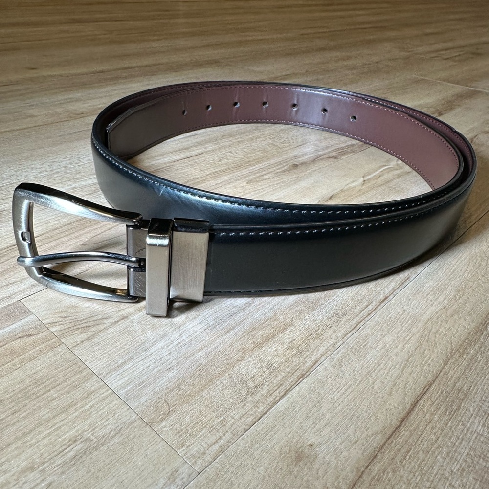 Men’s Reversible Synthetic Leather Belt (Black/Brown) Size XL (42-44)